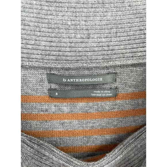 Anthropologie Striped‎ Elise Ribbed Off Shoulder Sweater Tunic Women's S Gray - Picture 5 of 9